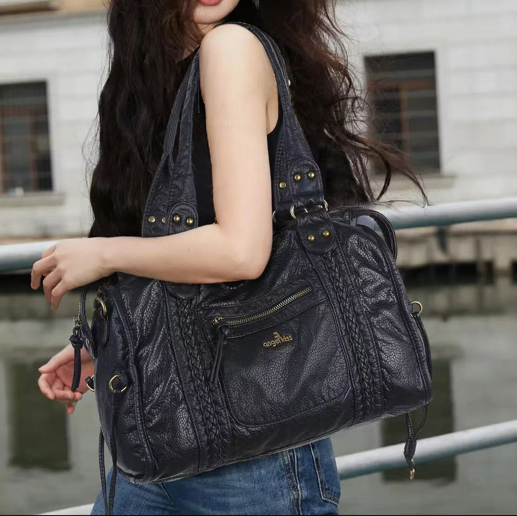 .Bag for Women, Vegan Leather Hobo Satchel, Large 15.3"x6.6"x11.4" Tote Purse Shoulder Bag