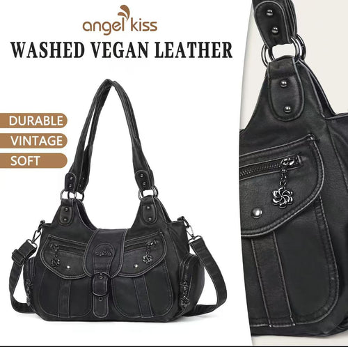 Faux Leather Hobo Bag for Women - Leather Satchel, Crossbody Bag with Adjustable Strap, Handbag Purse, Women's Accessories, Angel Kiss Bag,summervibes Hobo Shoulder Bags Handheld Shoulder Bag everyday bag work bags for women handbags