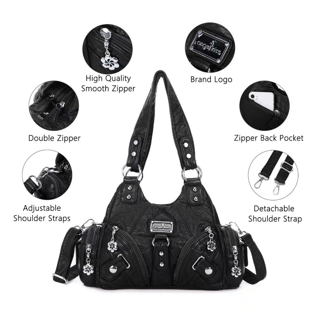 Women's Stylish Small Crossbody Purse (11.4"x4.4"x7") - Leather-Textured Vegan Leather Multi-Pocket Zipper Tote, Casual Shoulder Bag, Trending Everyday Bags for Women Summer Accessory, Stylish Bag, Accessories For Women