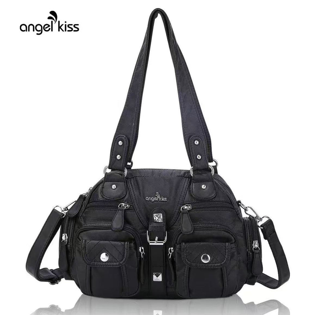 Women's Soft Leather Multipocket Minimalist Hobo(11.25" x 4.3" x 8.5") Crossbody Messenger Bag - Removable Adjustable Strap, Casual Handbag, Everyday Purse, Hobo Crossbody Purses, Casual Bags, Minimalist Crossbody Bag, Handbag Crossbody Bag