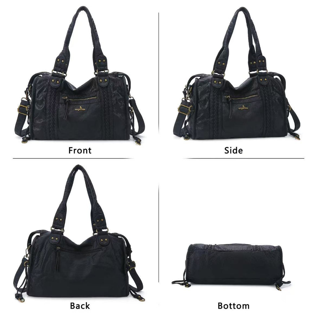 .Bag for Women, Vegan Leather Hobo Satchel, Large 15.3"x6.6"x11.4" Tote Purse Shoulder Bag