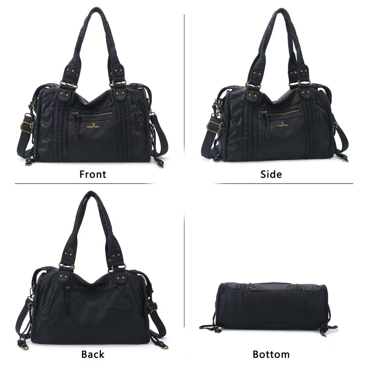 .Bag for Women, Vegan Leather Hobo Satchel, Large 15.3"x6.6"x11.4" Tote Purse Shoulder Bag