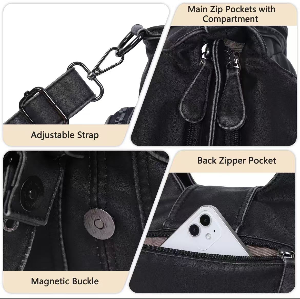 Faux Leather Hobo Bag for Women - Leather Satchel, Crossbody Bag with Adjustable Strap, Handbag Purse, Women's Accessories, Angel Kiss Bag,summervibes Hobo Shoulder Bags Handheld Shoulder Bag everyday bag work bags for women handbags