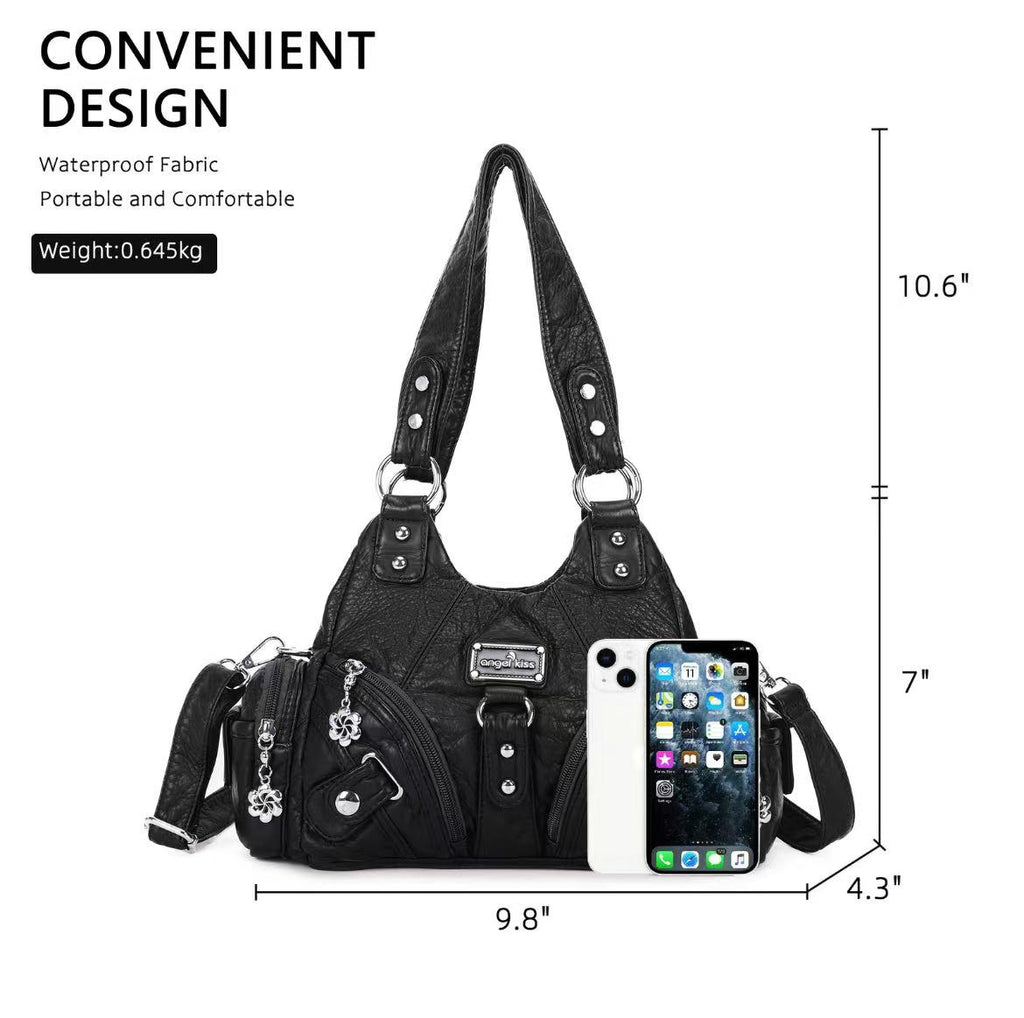 Women's Stylish Small Crossbody Purse (11.4"x4.4"x7") - Leather-Textured Vegan Leather Multi-Pocket Zipper Tote, Casual Shoulder Bag, Trending Everyday Bags for Women Summer Accessory, Stylish Bag, Accessories For Women
