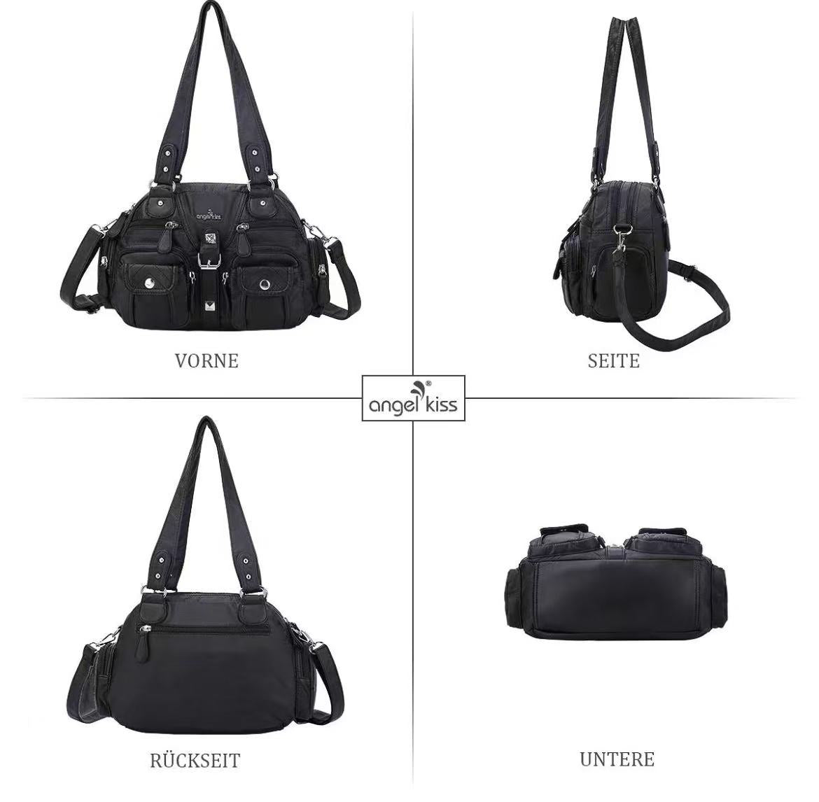 Women's Soft Leather Multipocket Minimalist Hobo(11.25" x 4.3" x 8.5") Crossbody Messenger Bag - Removable Adjustable Strap, Casual Handbag, Everyday Purse, Hobo Crossbody Purses, Casual Bags, Minimalist Crossbody Bag, Handbag Crossbody Bag