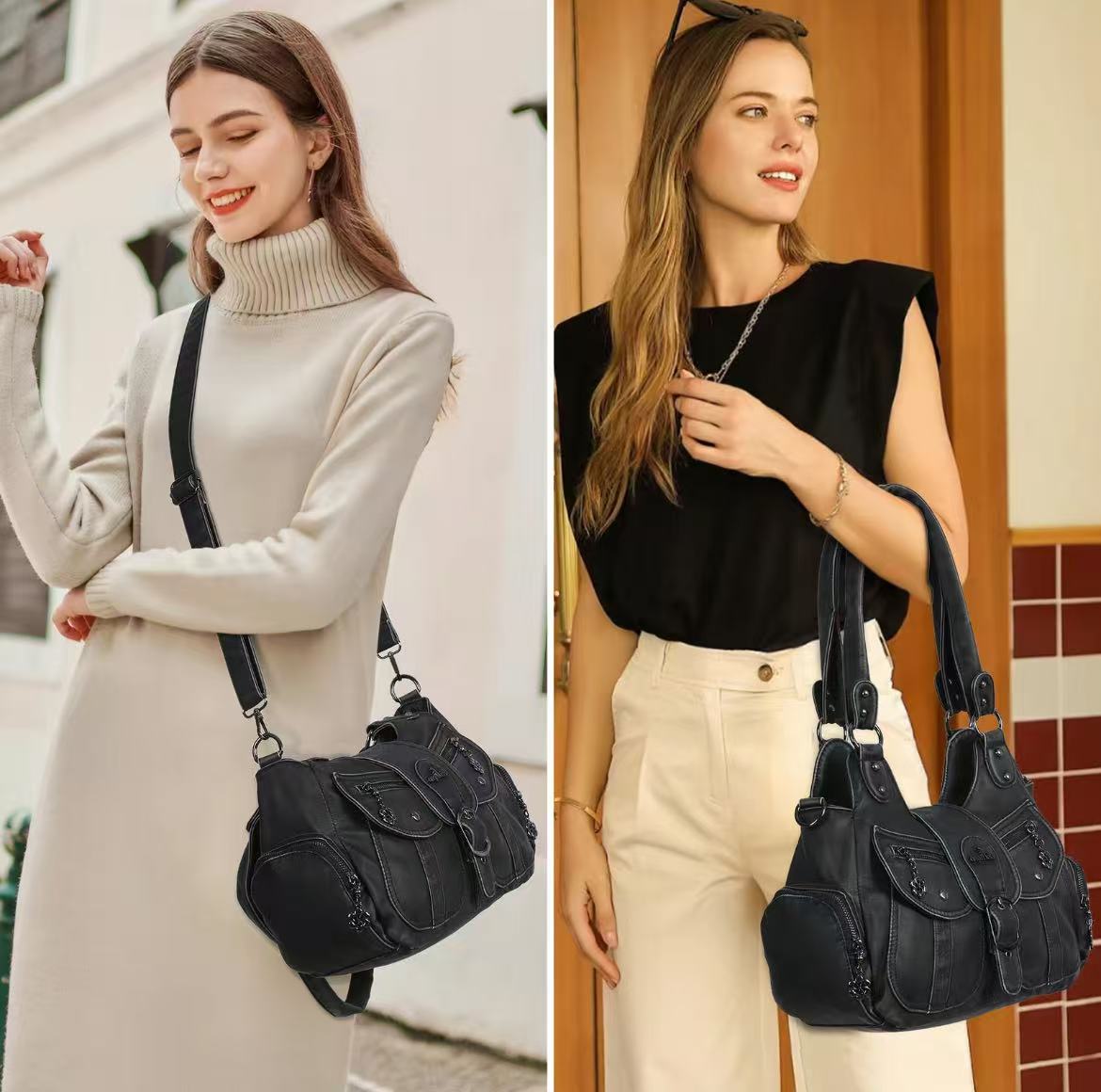 Faux Leather Hobo Bag for Women - Leather Satchel, Crossbody Bag with Adjustable Strap, Handbag Purse, Women's Accessories, Angel Kiss Bag,summervibes Hobo Shoulder Bags Handheld Shoulder Bag everyday bag work bags for women handbags