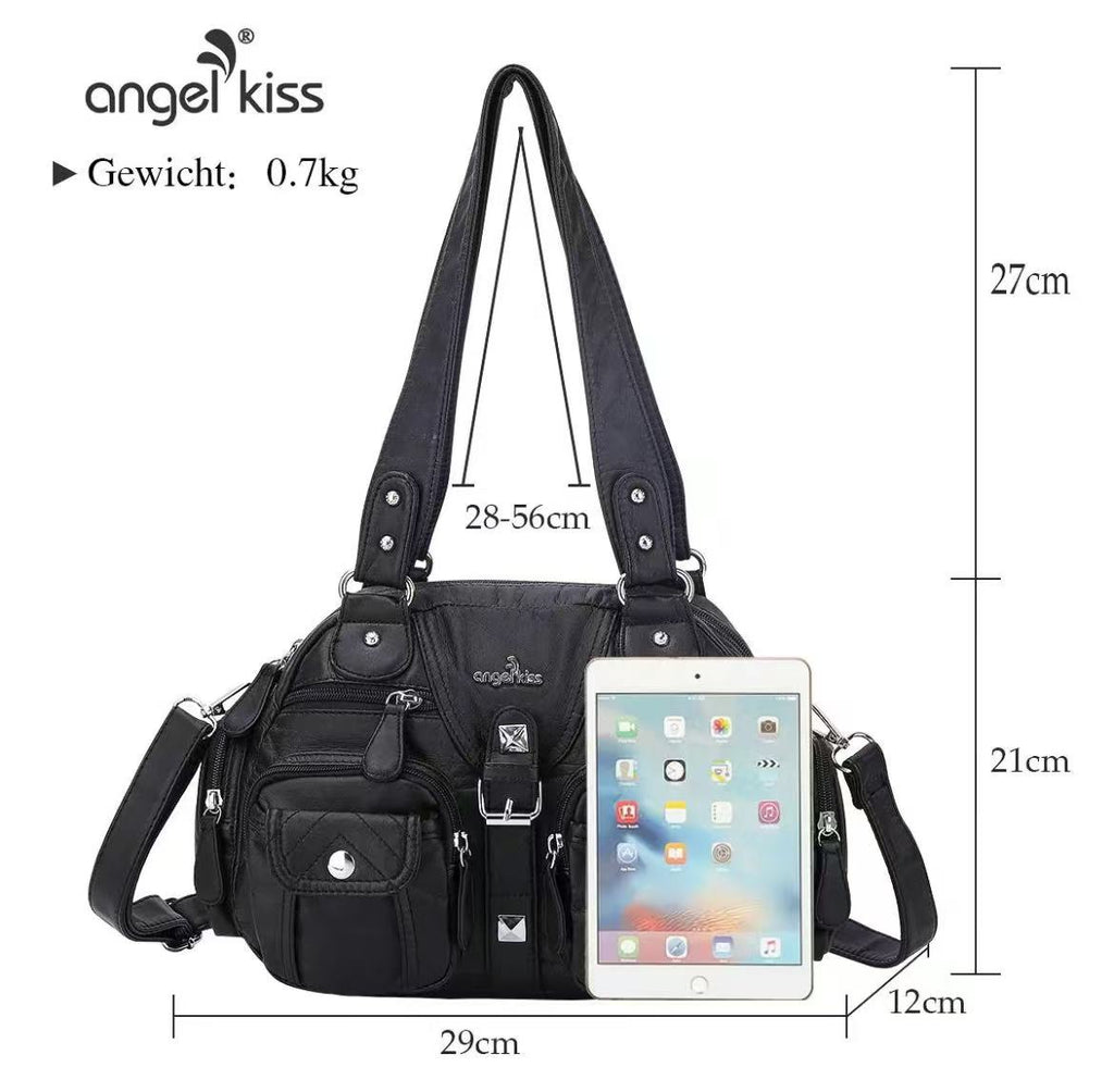 Women's Soft Leather Multipocket Minimalist Hobo(11.25" x 4.3" x 8.5") Crossbody Messenger Bag - Removable Adjustable Strap, Casual Handbag, Everyday Purse, Hobo Crossbody Purses, Casual Bags, Minimalist Crossbody Bag, Handbag Crossbody Bag