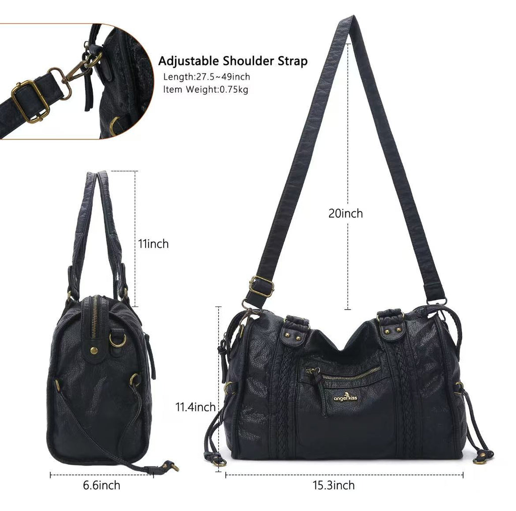 .Bag for Women, Vegan Leather Hobo Satchel, Large 15.3"x6.6"x11.4" Tote Purse Shoulder Bag