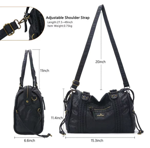 .Bag for Women, Vegan Leather Hobo Satchel, Large 15.3"x6.6"x11.4" Tote Purse Shoulder Bag