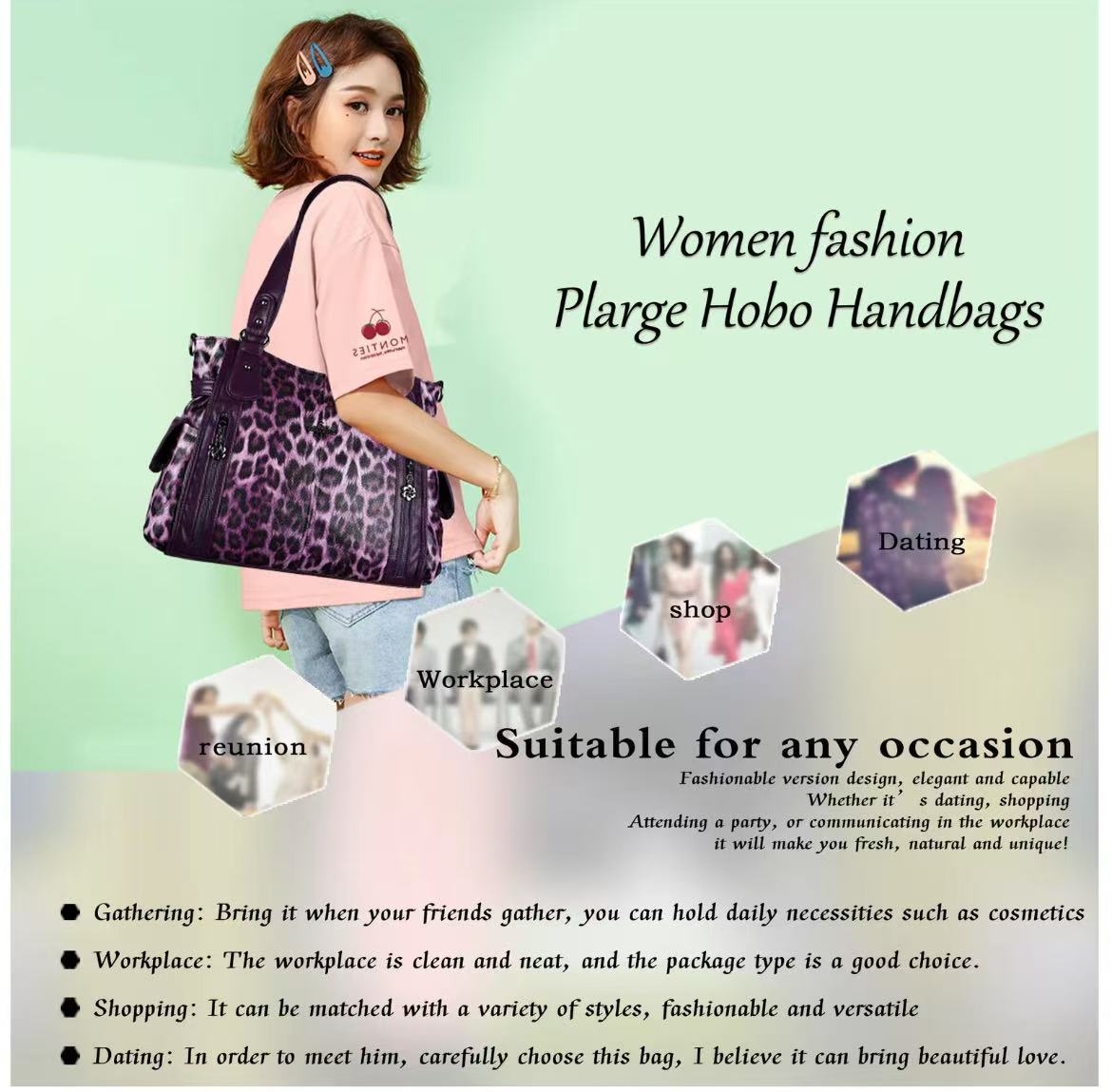 Women's Vegan Leather Top(13.8" x 5.2" x 11.8") -Handle HoboTote Satchel - Fashionable Versatile Purse, Trendy Crossbody Bag, Multi-Compartment Everyday Bag for Daily Use, Angel Kiss Bag summerwins